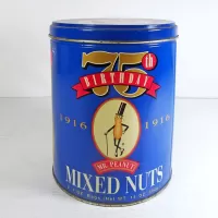 1991 Planters Mr. Peanut 75th Birthday Metal Canister: Front