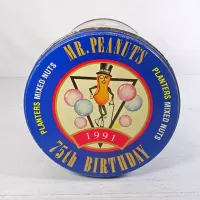 1991 Planters Mr. Peanut 75th Birthday Metal Canister: Top - Click to enlarge