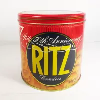 1984 Nabisco Ritz Crackers 50th Anniversary Metal Canister: Front - Click to enlarge