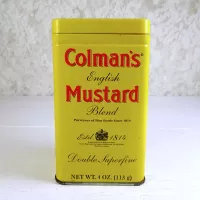 Colmans English Mustard Blend Vintage Metal Spice Tin: Back - Click to enlarge