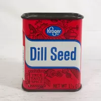 Kroger Dill Seed True Taste Vintage Metal Spice Tin: Front - Click to enlarge