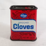 Kroger Ground Cloves True Taste Vintage Metal Spice Tin: Front