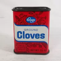 Kroger Ground Cloves True Taste Vintage Metal Spice Tin: Back - Click to enlarge
