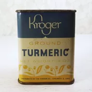 Kroger Ground Turmeric Vintage Metal Spice Tin: Front