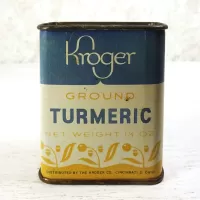 Kroger Ground Turmeric Vintage Metal Spice Tin: Back - Click to enlarge