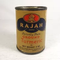 Quaker Maid Rajah Pure Ground Turmeric Spice Tin: Front - Click to enlarge