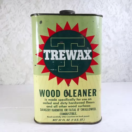 Trewax Vintage Wood Cleaner Quart Metal Can Twist Top: Front