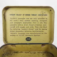 Sharp & Dohme Sucrets Throat Lozenges Hinged Tin: Words Top - Click to enlarge