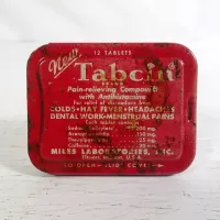 Tabcin Pain Relieving Compound Vintage Metal Slider Tin: Top - Click to enlarge