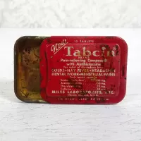 Tabcin Pain Relieving Compound Vintage Metal Slider Tin: Slider Opened Top - Click to enlarge
