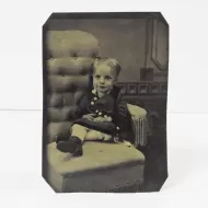 Antique Tintype Photo Little Girl Sitting in a Big Chair: Front