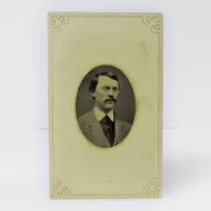 Antique Tintype Photo Man with Mustache in a Card: Front