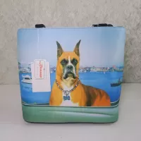 Boxer Dog Bucket Style Microfiber Shoulder Tote Bag: Closeup - Click to enlarge