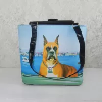 Boxer Dog Bucket Style Microfiber Shoulder Tote Bag: Back - Click to enlarge