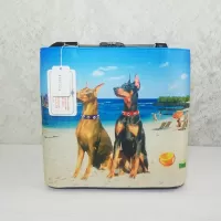 Doberman Pinschers on the Beach Shoulder Tote Bag: Closeup - Click to enlarge