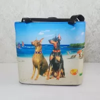 Doberman Pinschers on the Beach Shoulder Tote Bag: Back - Click to enlarge
