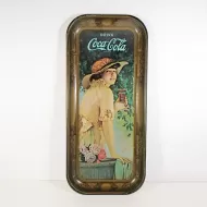 World War One Girl Coca Cola Vintage Metal Tray: Front