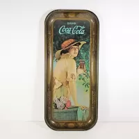 World War One Girl Coca Cola Vintage Metal Tray: Front - Click to enlarge