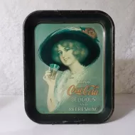 Gibson Girl with Big Hat Vintage Rectangular Metal Coke Tray: Top