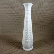 Milk Glass Vintage Bud Vase in Diamond Starburst Design: Front