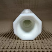 Milk Glass Vintage Bud Vase in Diamond Starburst Design: Top Rim - Click to enlarge